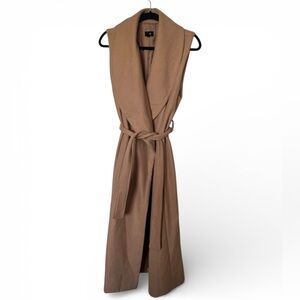 Fate Sleeveless Wrap Trench, Size Large, Camel
